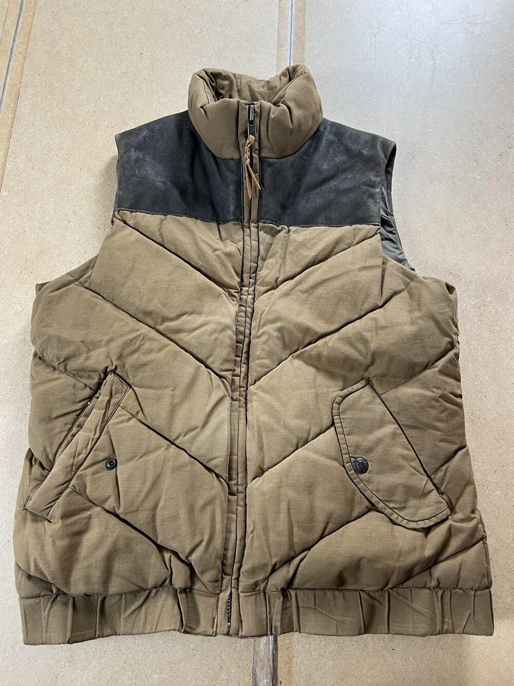 Filson Vest Mens M Brown Puffer Jacket Canvas Down Insulated Quilted Collared